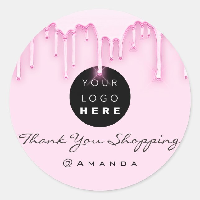 Sticker Rond Merci Nom commercial Instagra Logo rose (Devant)