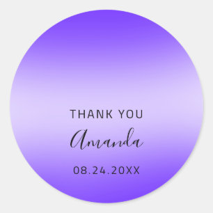Sticker Rond Merci Nom Date Sweet 16e Mariage Bleu pourpre