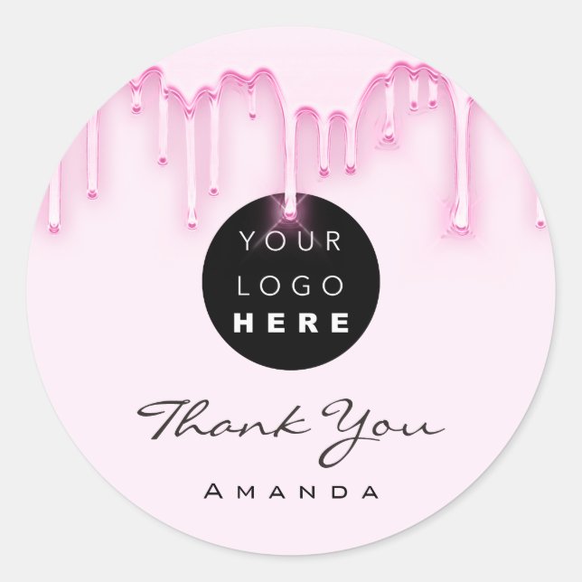 Sticker Rond Merci Nom d'entreprise Maquillage Artiste Pink Log (Devant)