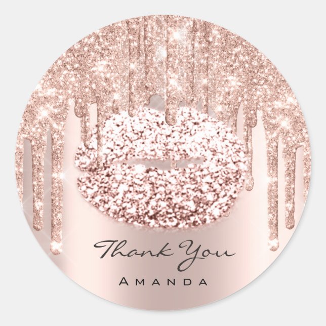 Sticker Rond Merci Nom Douce 16e Fête de Mariage Rose (Devant)