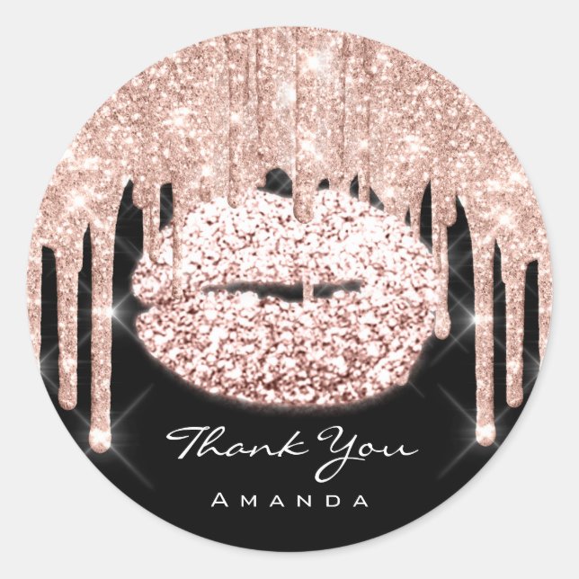 Sticker Rond Merci Nom Doux 16ème Mariage Glitter (Devant)
