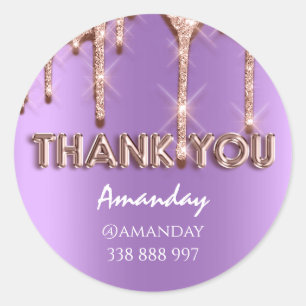 Sticker Rond merci Nom Drips Rose Instagra rose Nuptial