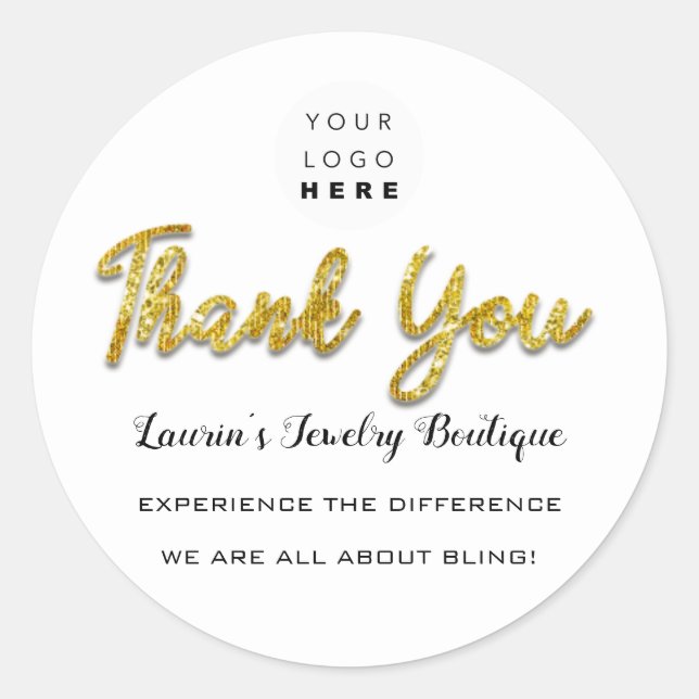Sticker Rond Merci Nom du script Shop Web Logo Boutique (Devant)
