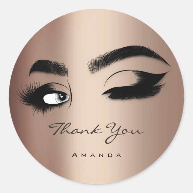 Sticker Rond Merci Nom Eyelash Logo Rose (Devant)