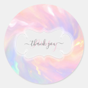 Sticker Rond Merci Nom Holographique Princesse Pink Pastels