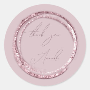 Sticker Rond Merci Nom Joint Rose Poudre Joues Rose