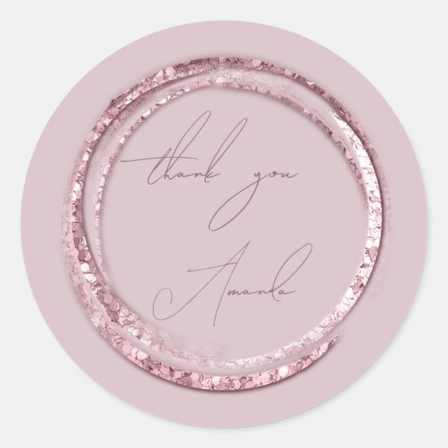 Sticker Rond Merci Nom Joint Rose Poudre Joues Rose (Devant)