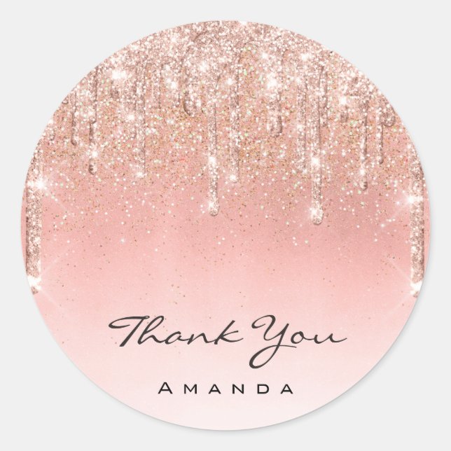 Sticker Rond Merci Nom maquillage Artiste Rose Parties scintill (Devant)