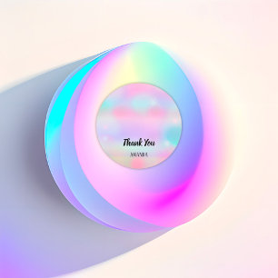 Sticker Rond Merci Nom Pink Holograph Pastels Sweet 16e
