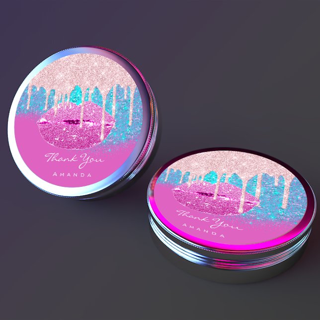 Sticker Rond Merci Nom Sweet16e Lèvres de Parties scintillant r (Créateur téléchargé)