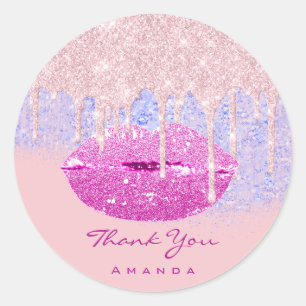 Sticker Rond Merci Nom Sweet16e Parties scintillant rose nuptia