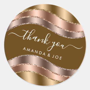 Sticker Rond Merci Nom Sweet 16e Rose nuptiale Gold Mustard