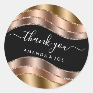 Sticker Rond Merci Nom Sweet 16e Rose nuptiale Parties scintill