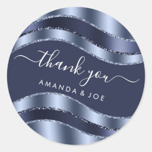 Sticker Rond Merci Nom Sweet 16e Shower Nuptial Bleu Nuit Maria