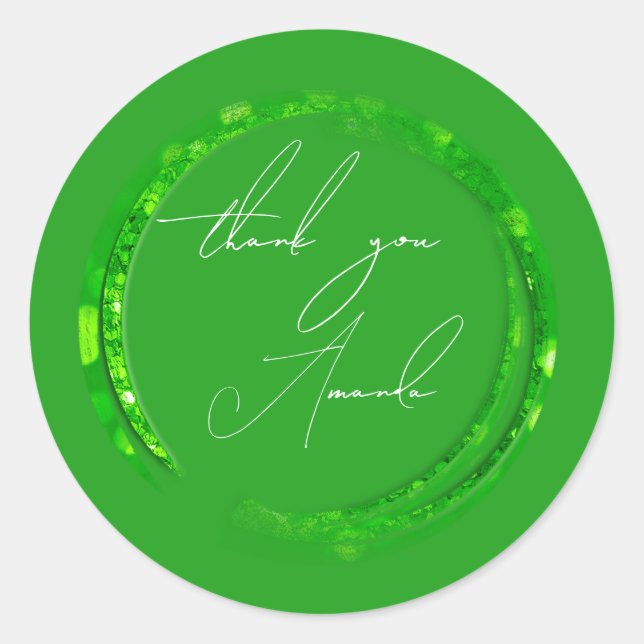 Sticker Rond Merci Nom Vert Favor Petite Entreprise (Devant)