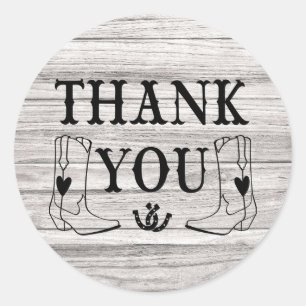 Sticker Rond Merci occidental bottes de cowboy de mariage de ca