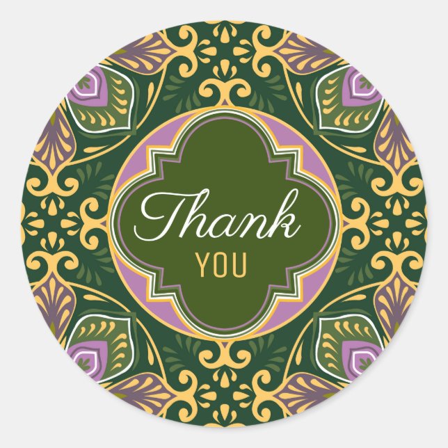 Sticker Rond Merci Olive et lavande Azulejos   (Devant)