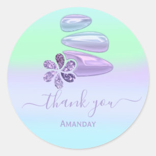 Sticker Rond Merci Ombre Bleu Vert Violet SPA Wellness