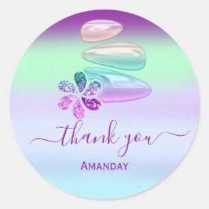 Sticker Rond Merci Ombre Holographic SPA Wellness