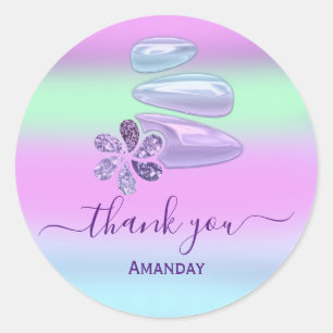 Sticker Rond Merci Ombre Holographic SPA Wellness