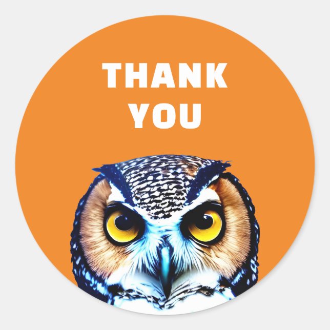 STICKER ROND MERCI OWL (Devant)