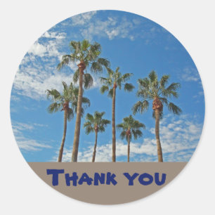Sticker Rond Merci Palm Tree Blue Sky Appréciation générale