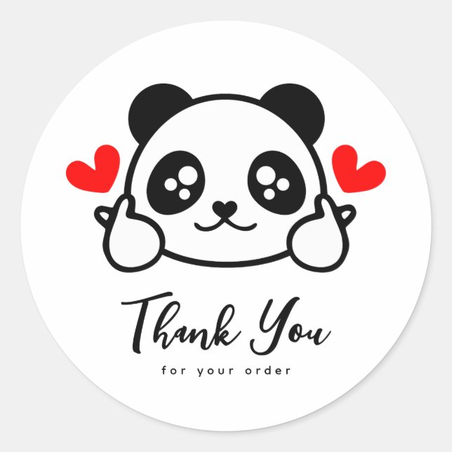 Sticker Rond Merci Panda Cute Pour Votre Commande (Devant)