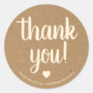 Sticker Rond Merci papier rustique simple Kraft