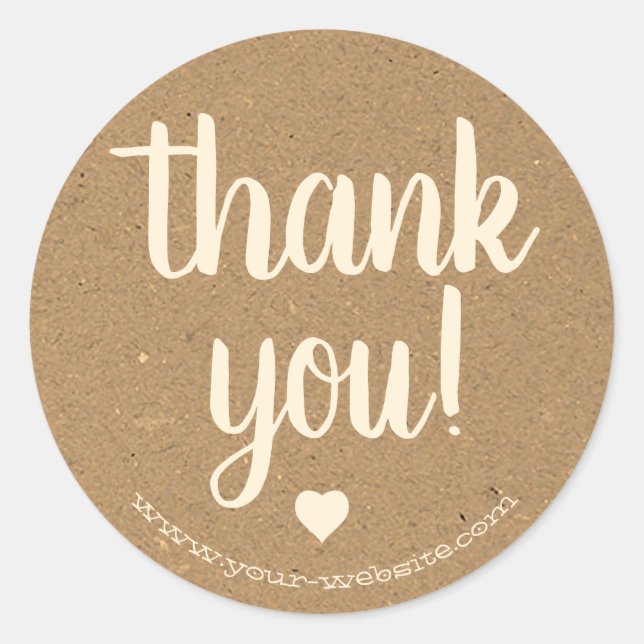 Sticker Rond Merci papier rustique simple Kraft (Devant)