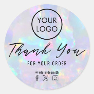 Sticker Rond merci pastel opal gemstone