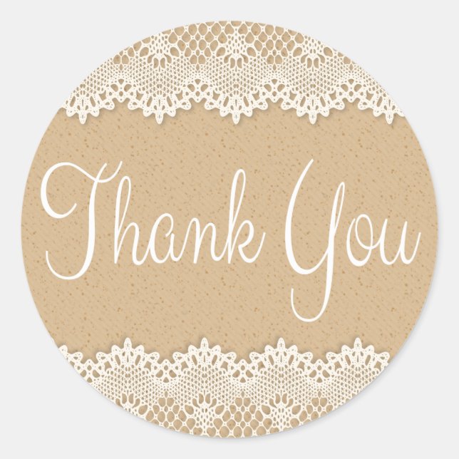 Sticker Rond Merci Pays Dentelle Brown Et Blanche Russe (Devant)
