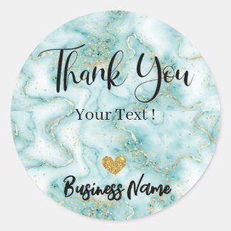 Sticker Rond Merci Personnalisé Bleu Or