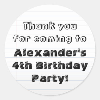 Sticker Rond Merci personnalisé fête d'anniversaire