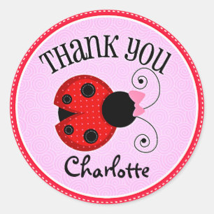 Sticker Rond Merci personnalisé Ladybug moderne