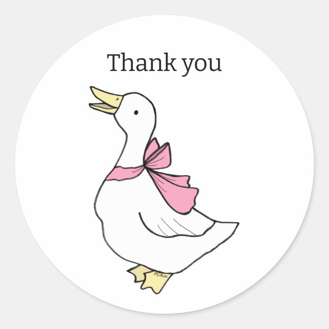 Sticker Rond Merci personnalisé Produit mignon Souriant Canard  (Devant)