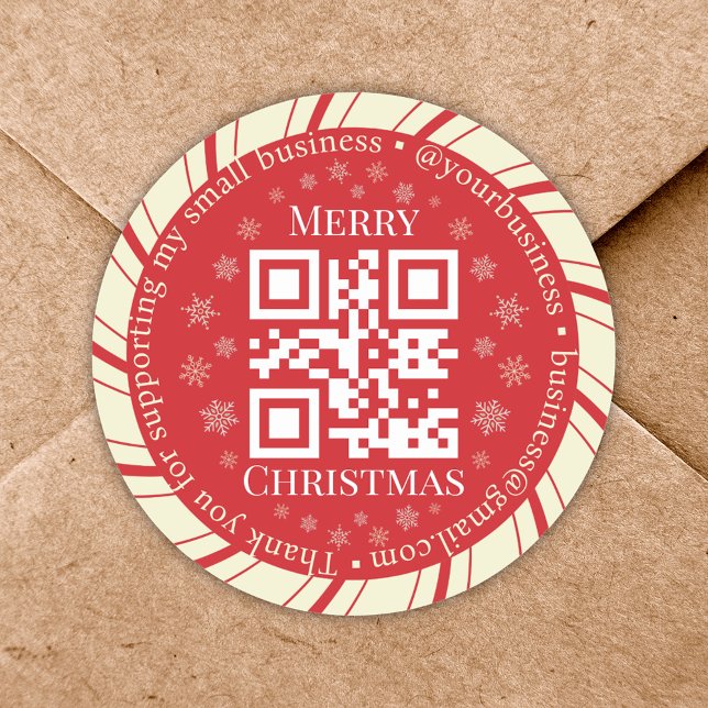 Sticker Rond merci petite entreprise code qr noël rouge (Créateur téléchargé)
