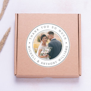 Sticker Rond Merci photo Mariage moderne