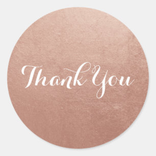 Sticker Rond Merci photo rose Gold Foil