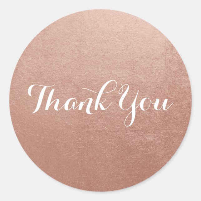 Sticker Rond Merci photo rose Gold Foil (Devant)