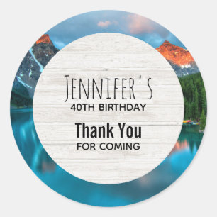 Sticker Rond Merci photographique Pittoresque Mountain & Lake