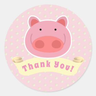 Sticker Rond Merci Piglet