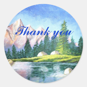 Sticker rond Merci Pink Mountain