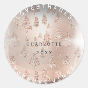 Sticker Rond Merci Pink Rose Parties scintillant des fêtes de N