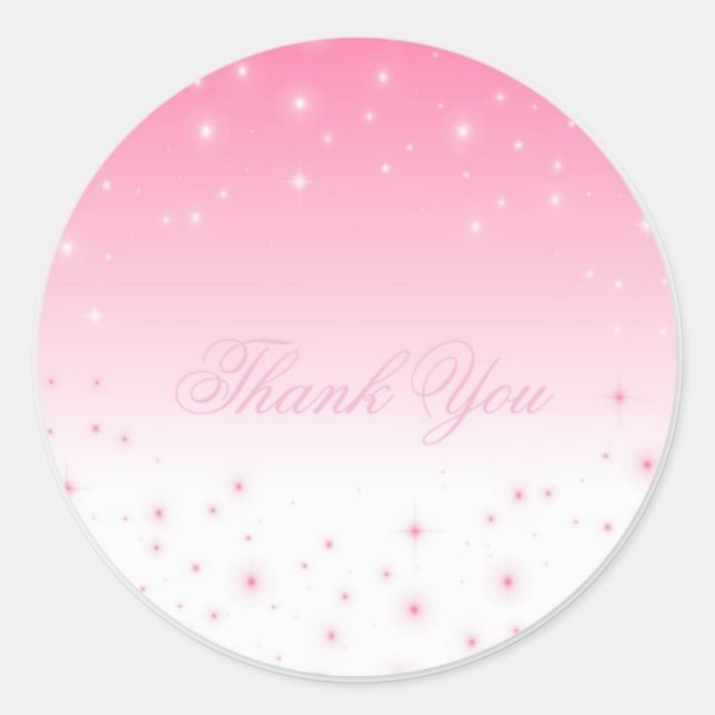 Sticker Rond Merci Pink Stars (Devant)