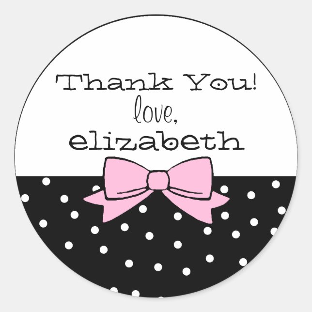 Sticker Rond Merci pois de cou rose (Devant)