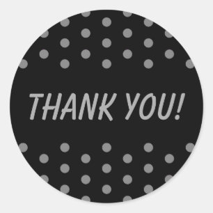 Sticker Rond Merci Pois noir et gris