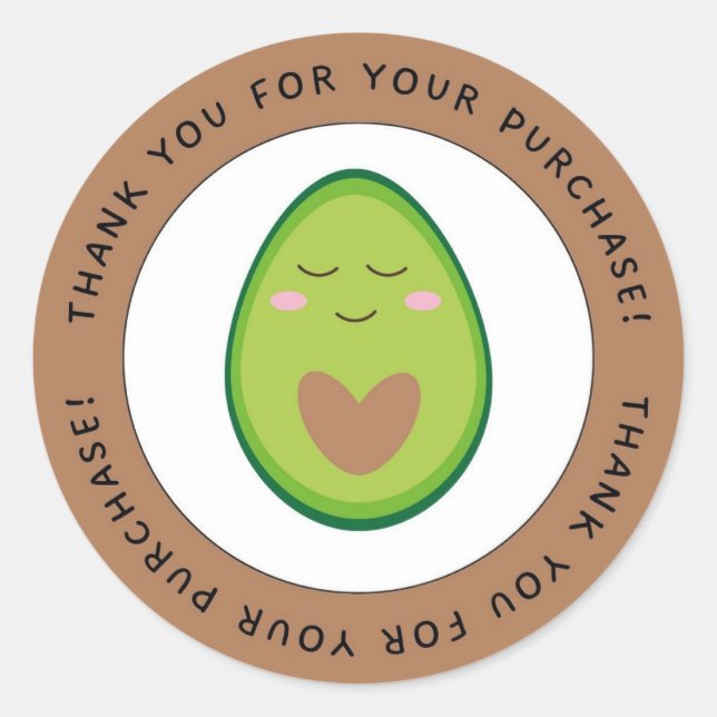 Sticker Rond Merci Pour Acheter Funny Avocado Circle (Devant)