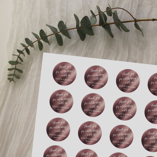 Sticker Rond Merci pour célébrer avec nous Faux Rose Gold (Créateur téléchargé)
