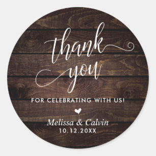 Sticker Rond Merci pour célébrer avec nous, Mariage