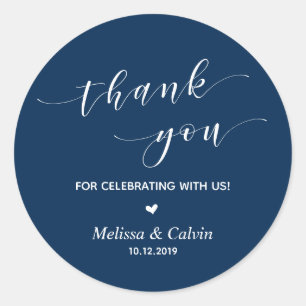 Sticker Rond Merci pour célébrer avec nous Navy Blue